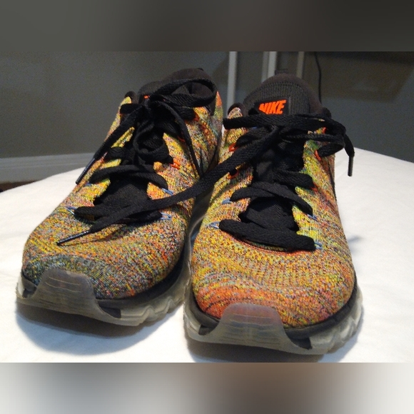 Nike Flyknit Air Max Multi-Color Chalk Blue Hyper Orange Women's Size 8.5 - Picture 2 of 8